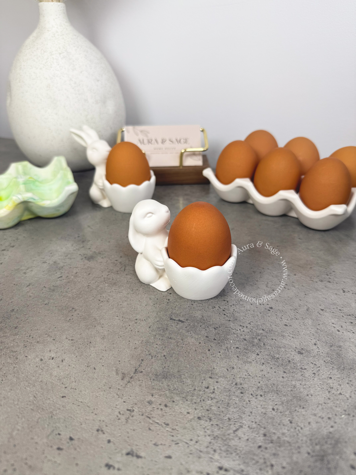 Clover Bunny Egg Holder | Easter Egg Holder | Jesmonite Decor | Spring Table Decor