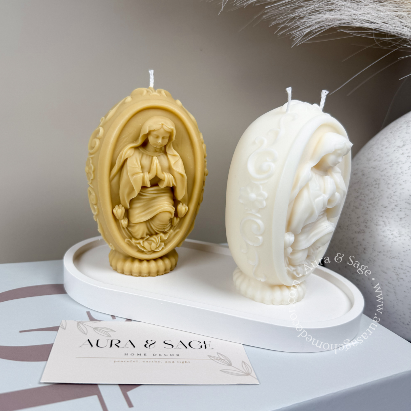 Virgin Mary Easter Egg Pillar Soy Candle