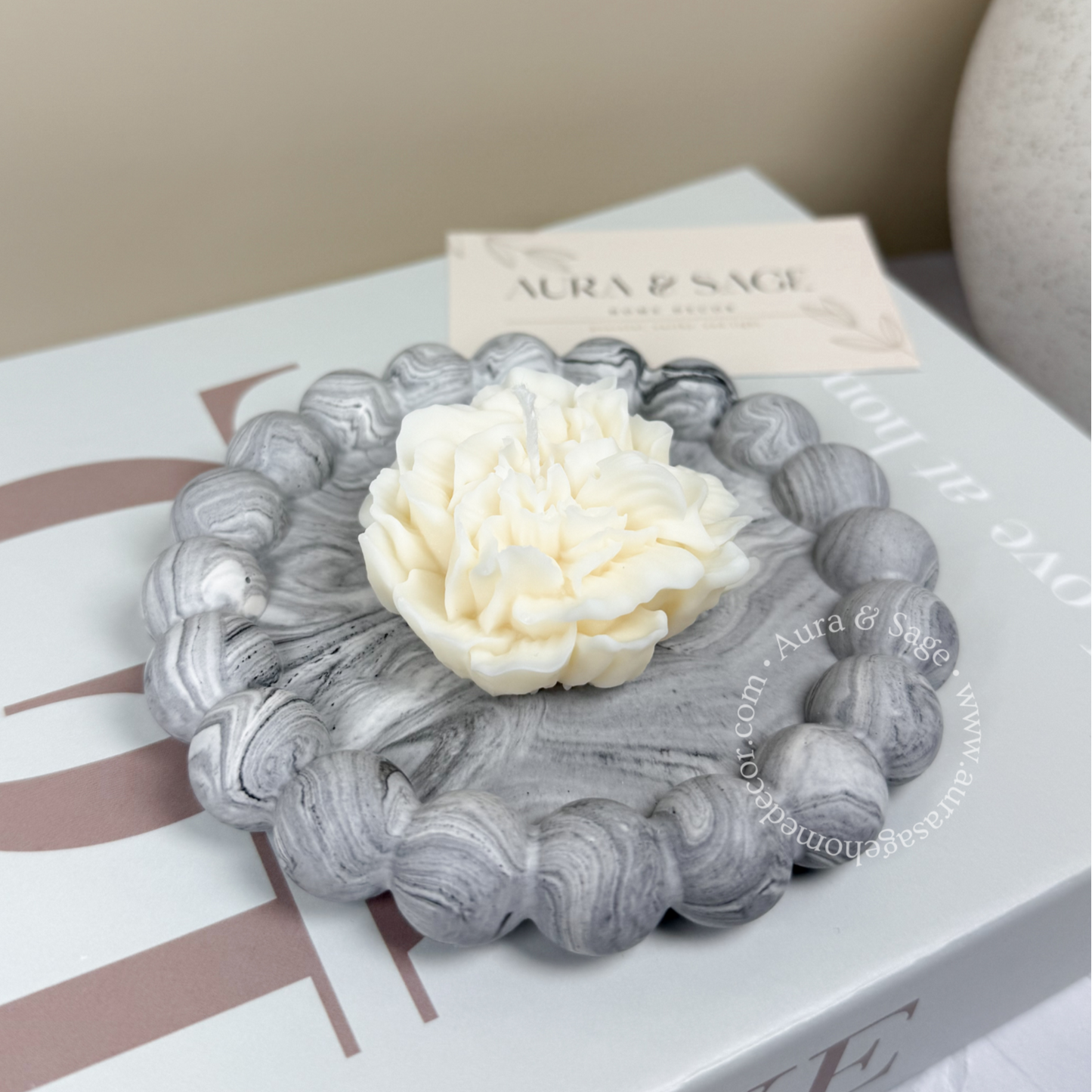 Carnation Flower Pillar Soy Candle