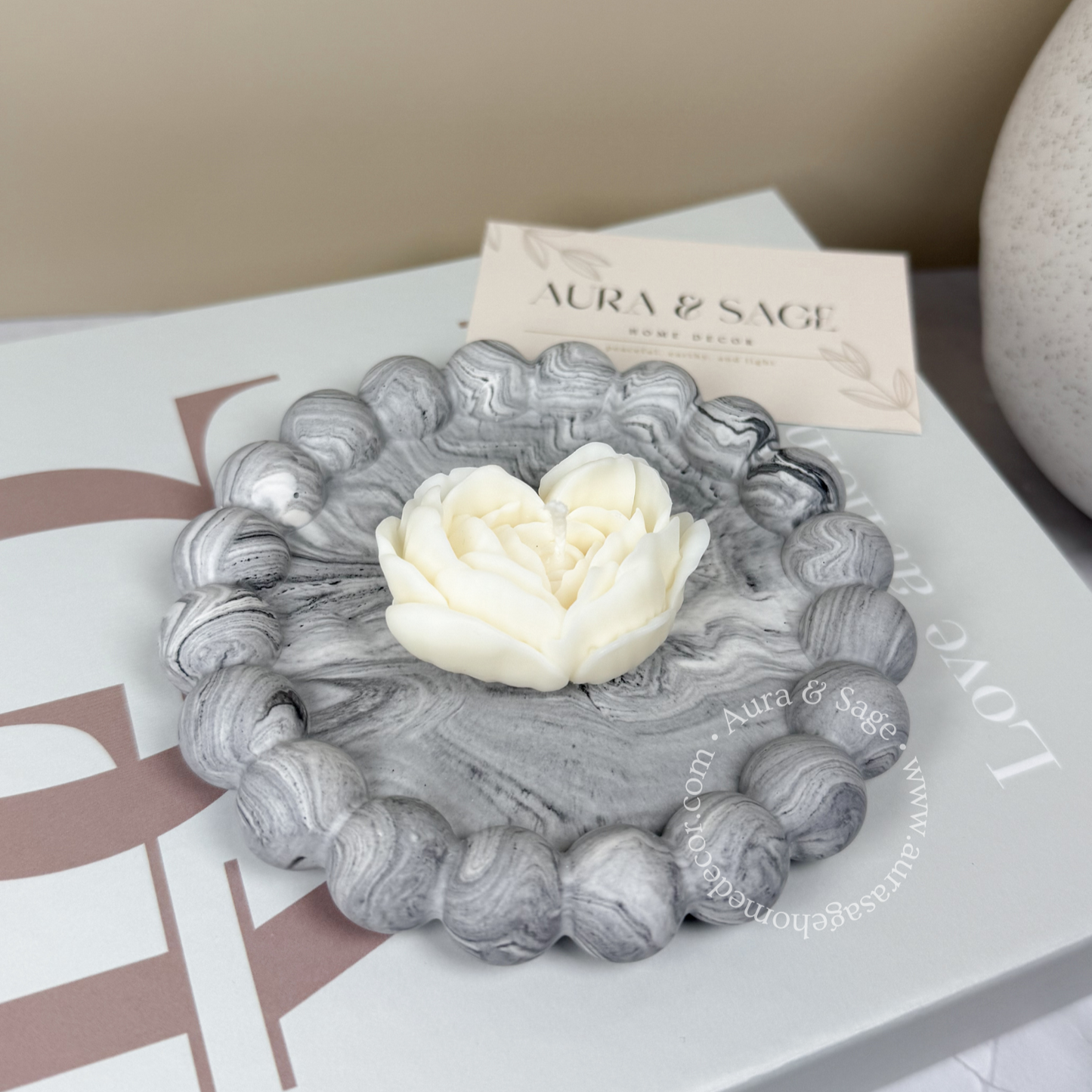 Heart Rose Pillar Soy Candle