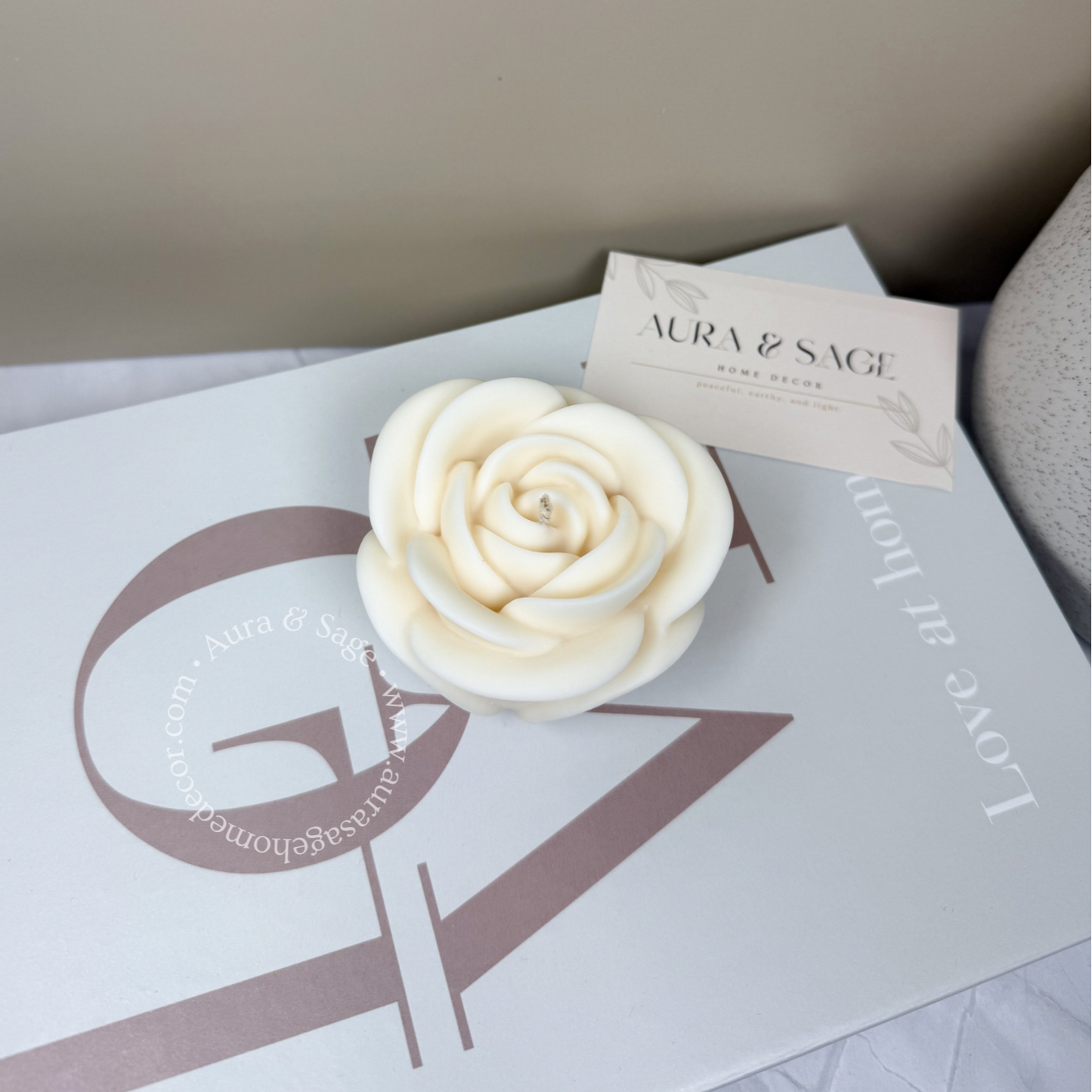 Rose Pillar Soy Candle