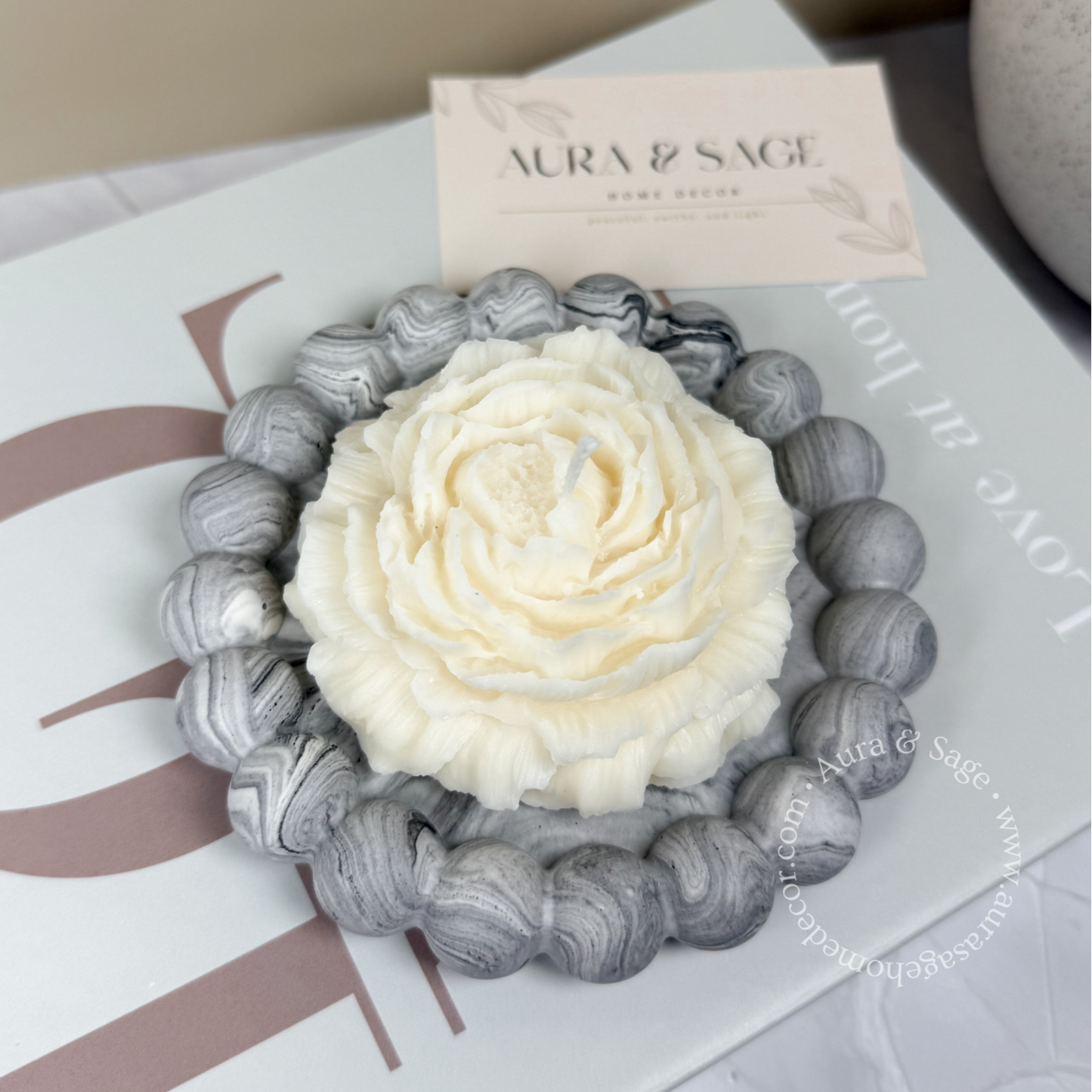 Peony Pillar Soy Candle