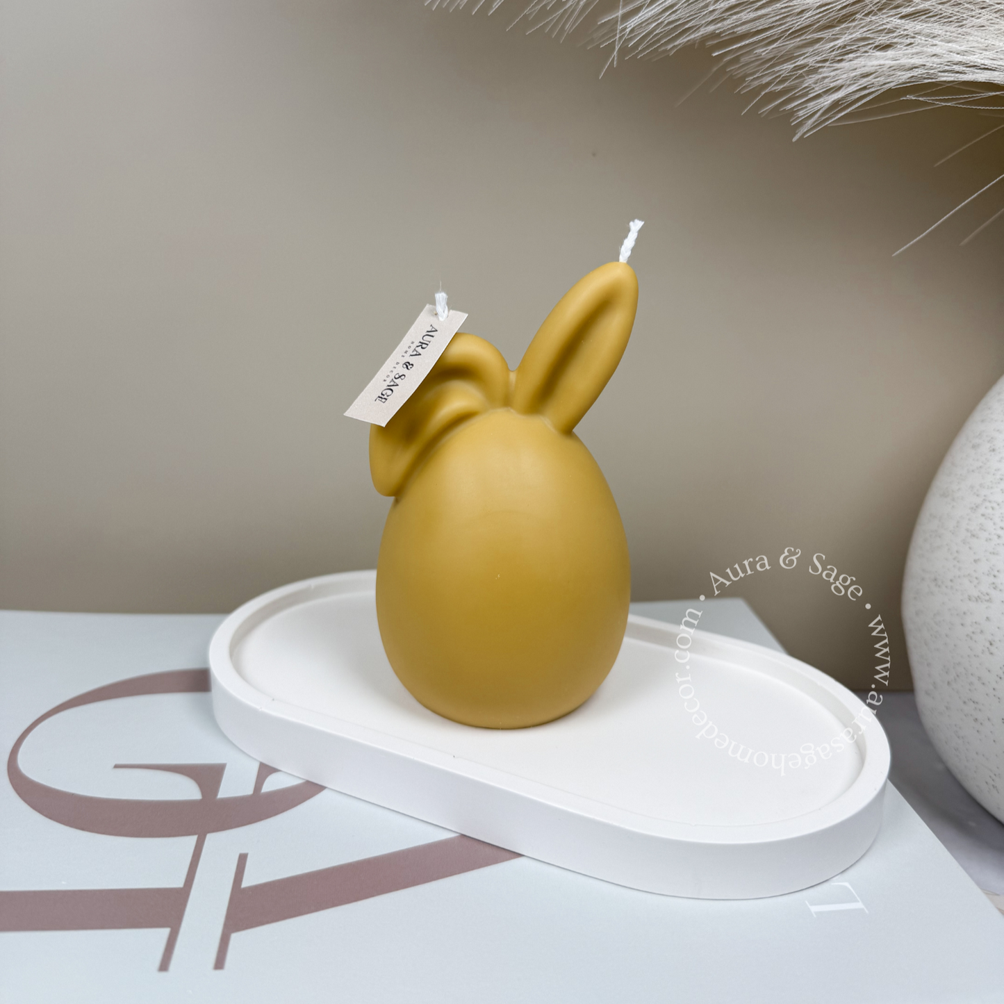 Rabbit Egg With Folded Ear Pillar Soy Candle