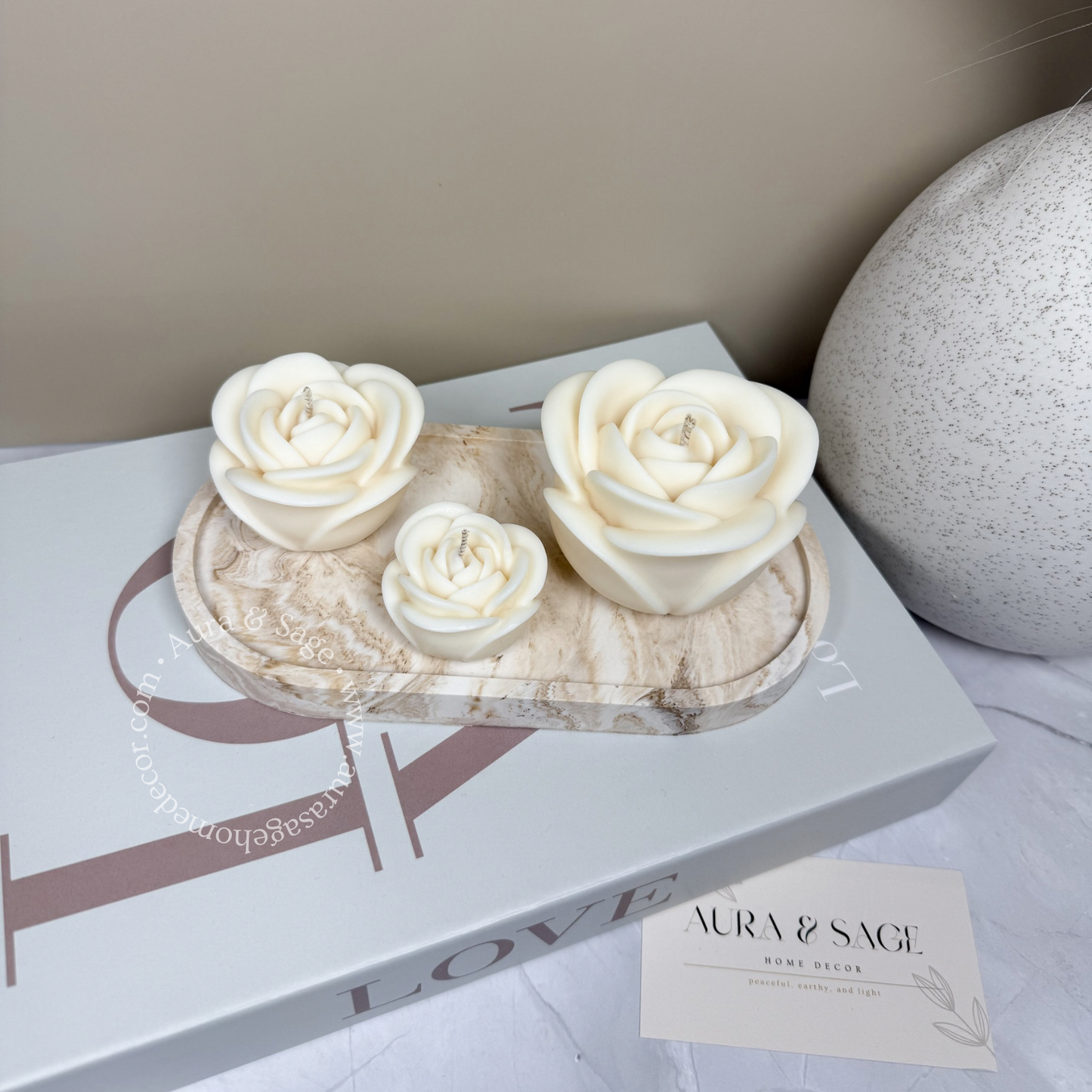 Rose Pillar Soy Candle