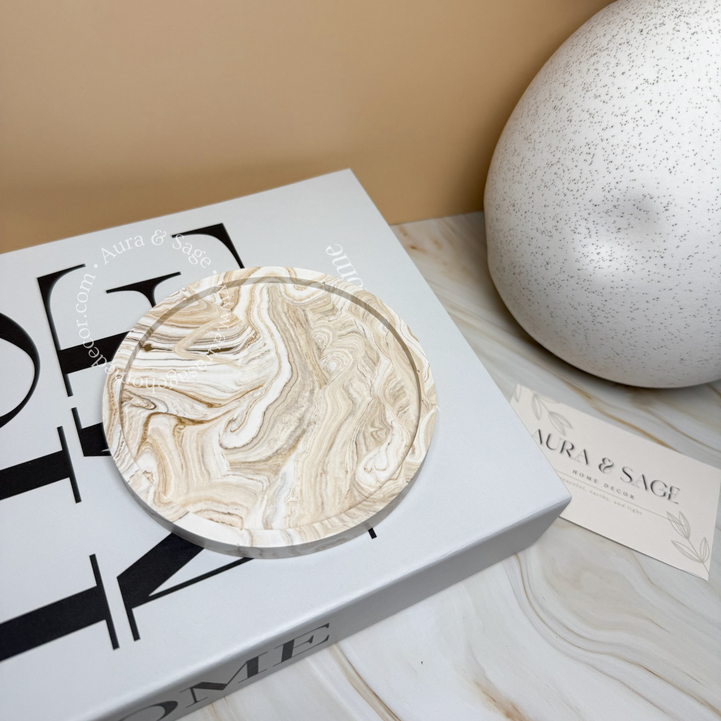 Round Marble Coaster | Beige Marble