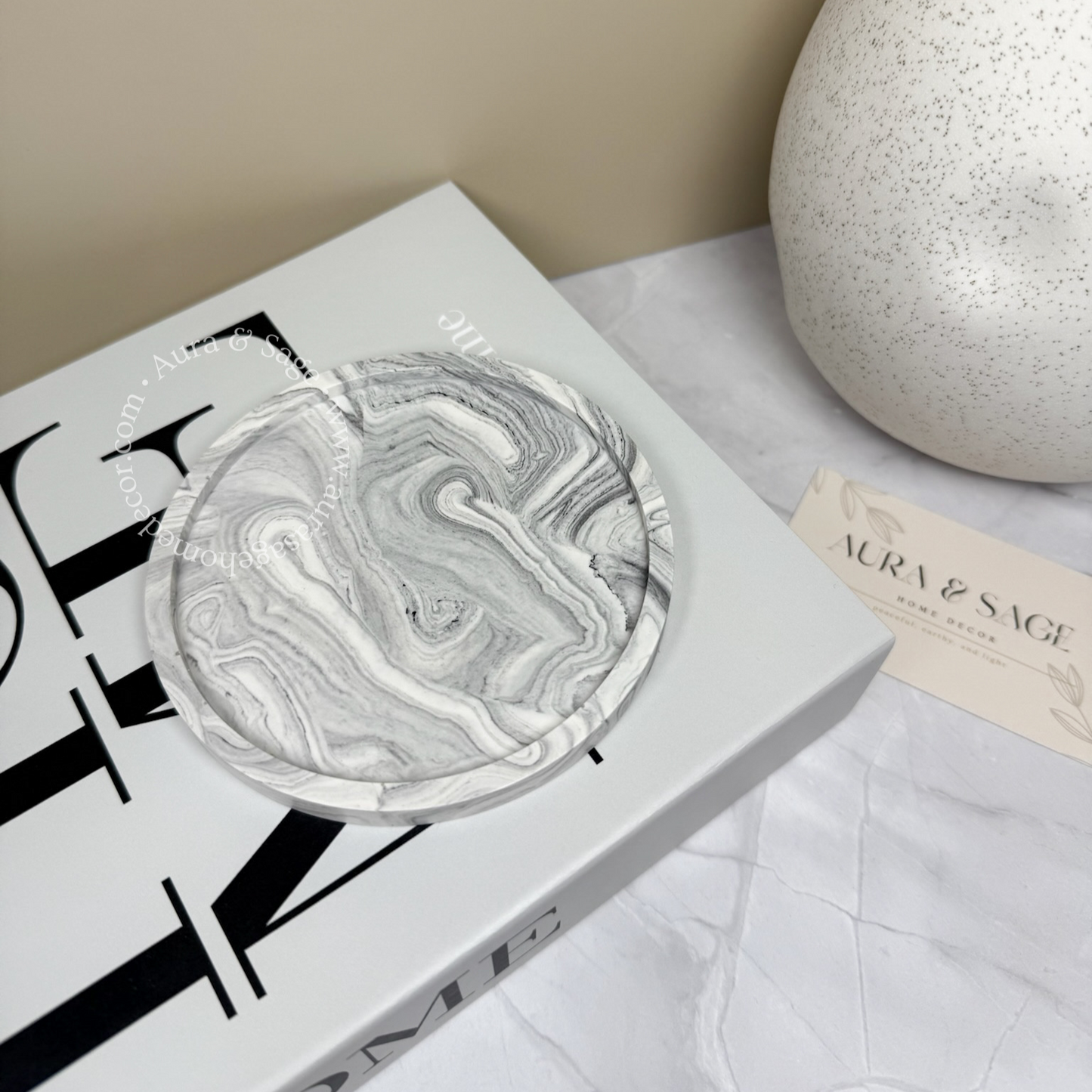 Round Marble Coaster | Grey Marble