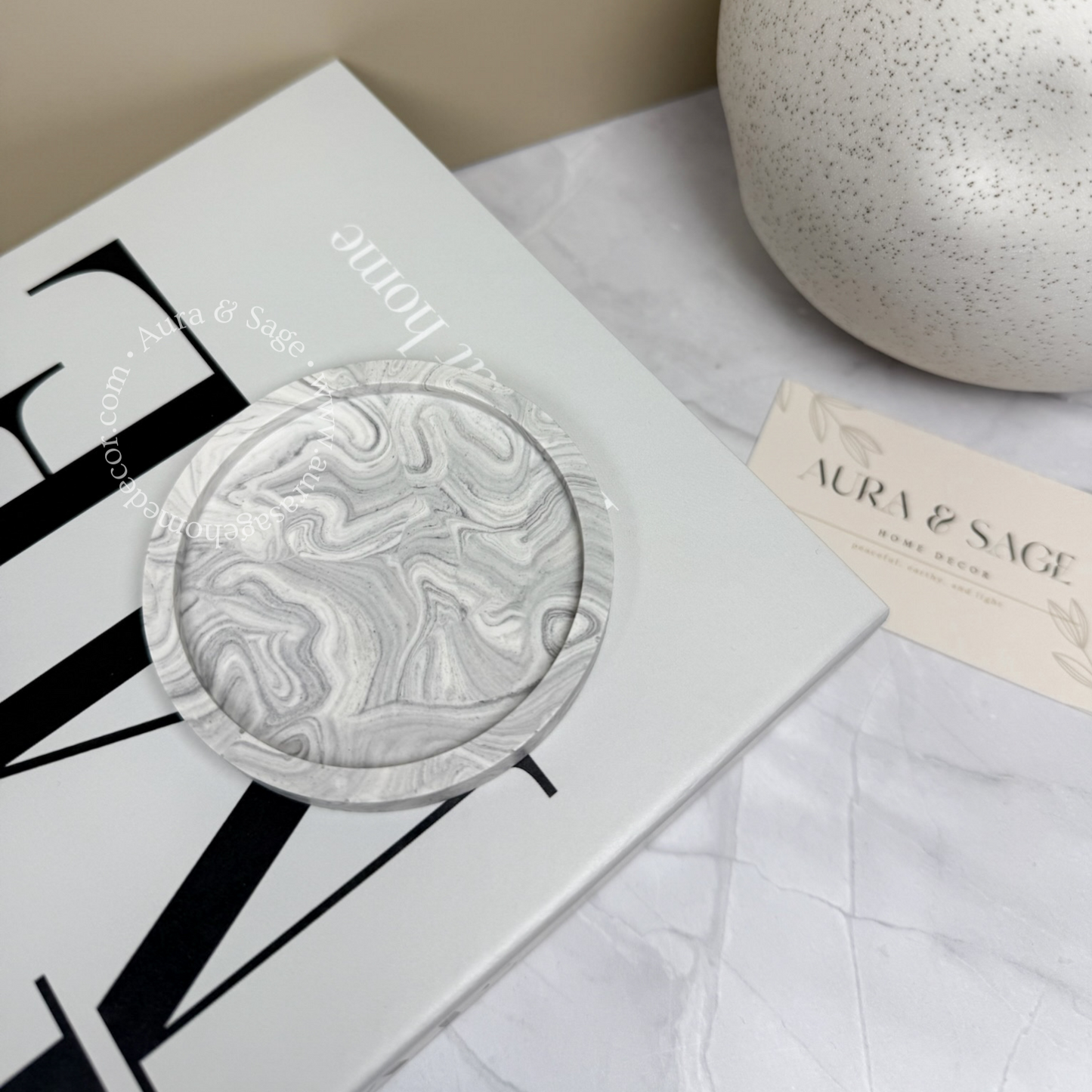 Round Marble Coaster | Grey Marble