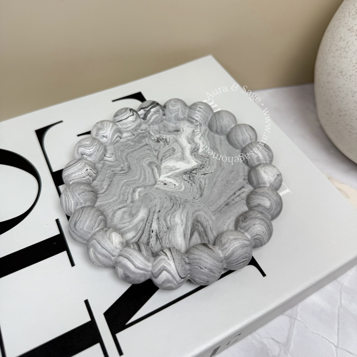Small Bubbles Coaster | Trinket tray | Grey Marble