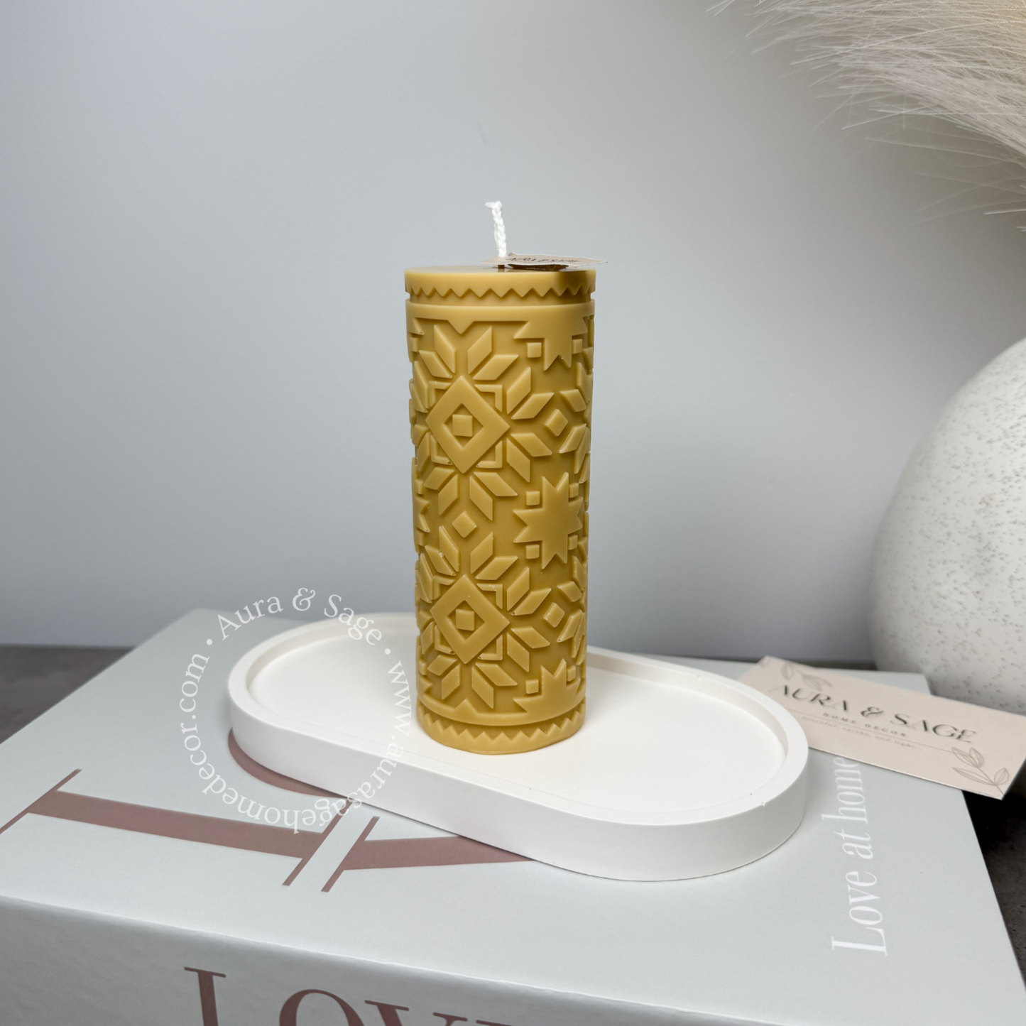 Sunflowers Ornaments Column Pillar Soy Candle