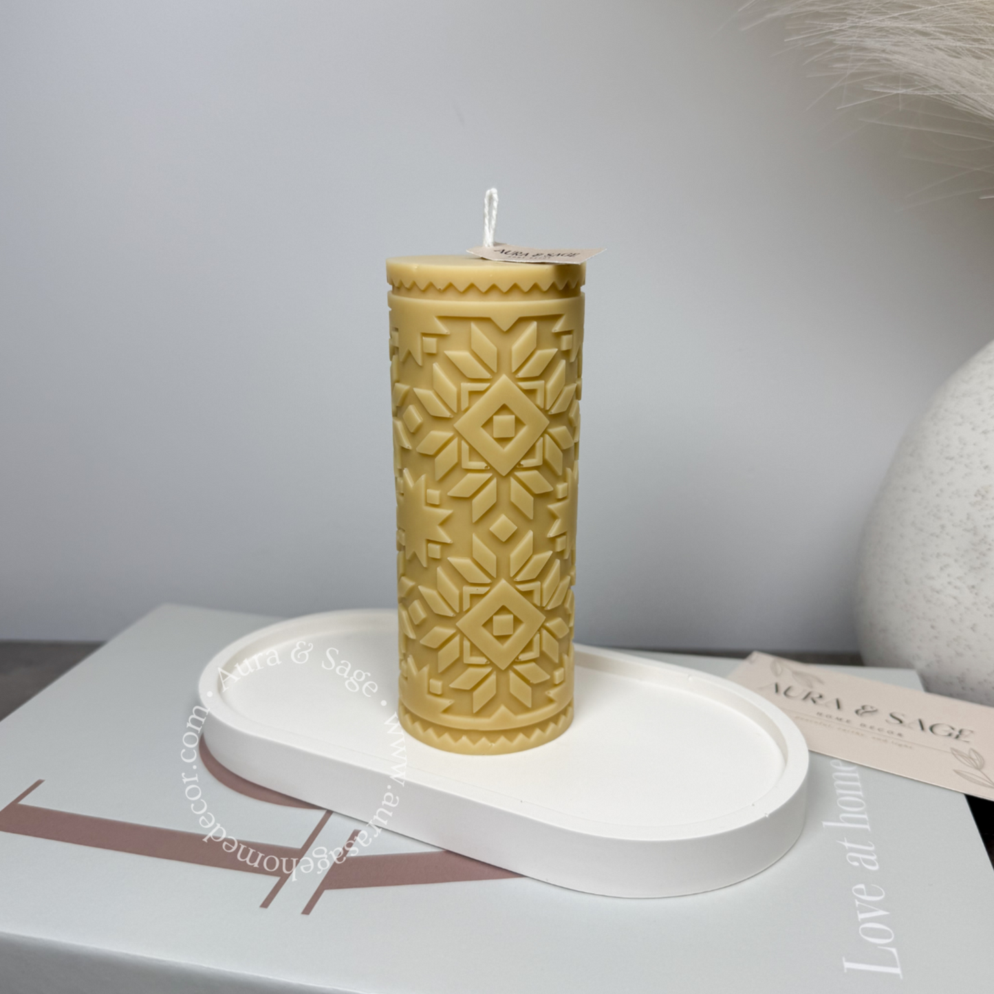 Sunflowers Ornaments Column Pillar Soy Candle