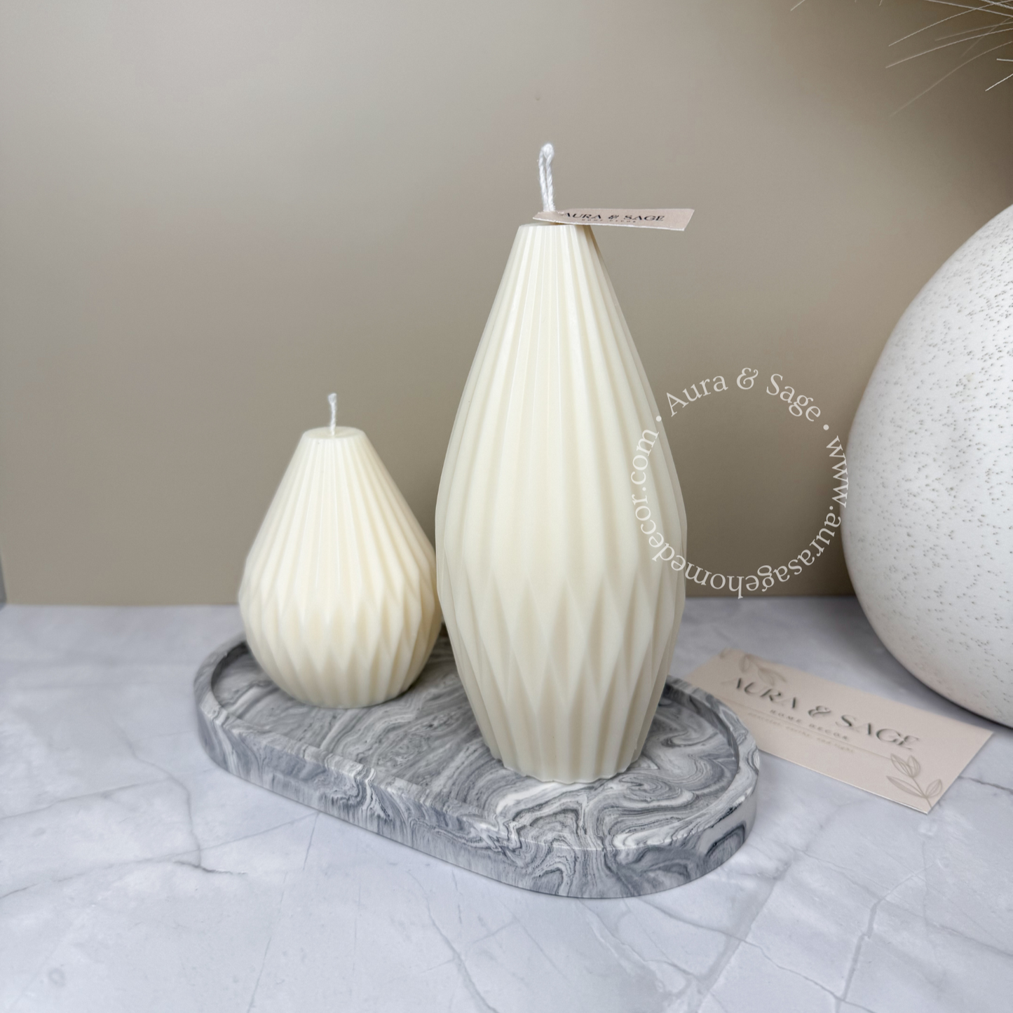 Tall Origami Lantern Pillar Soy Candle