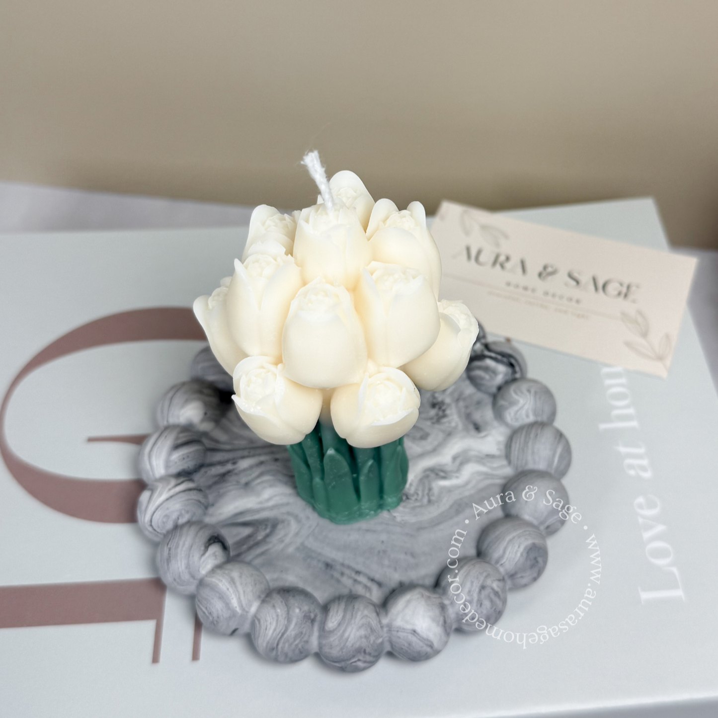 Tulip Bouquet Pillar Soy Candle