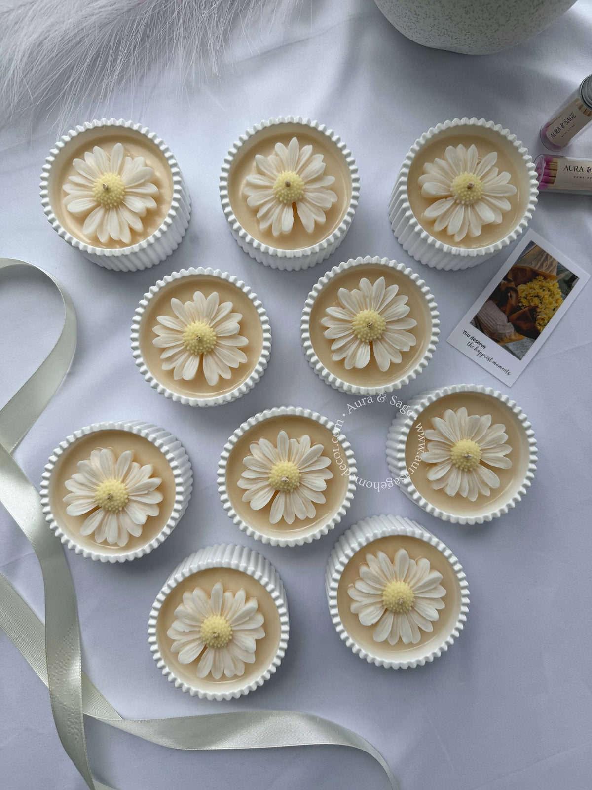 Daisy Flower Candle – Scented Soy Wax Floral Container Candle
