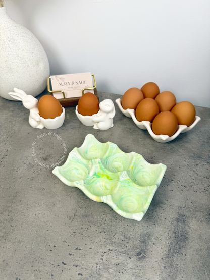 6-Piece Egg Holder Tray | Jesmonite Egg Tray | Easter Decor | Spring Table Decor | Minimalist Kitchen Organizer