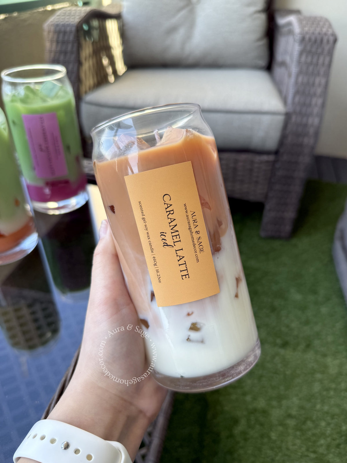 Iced Caramel Latte Candle – Realistic Soy Gel Coffee Drink Candle