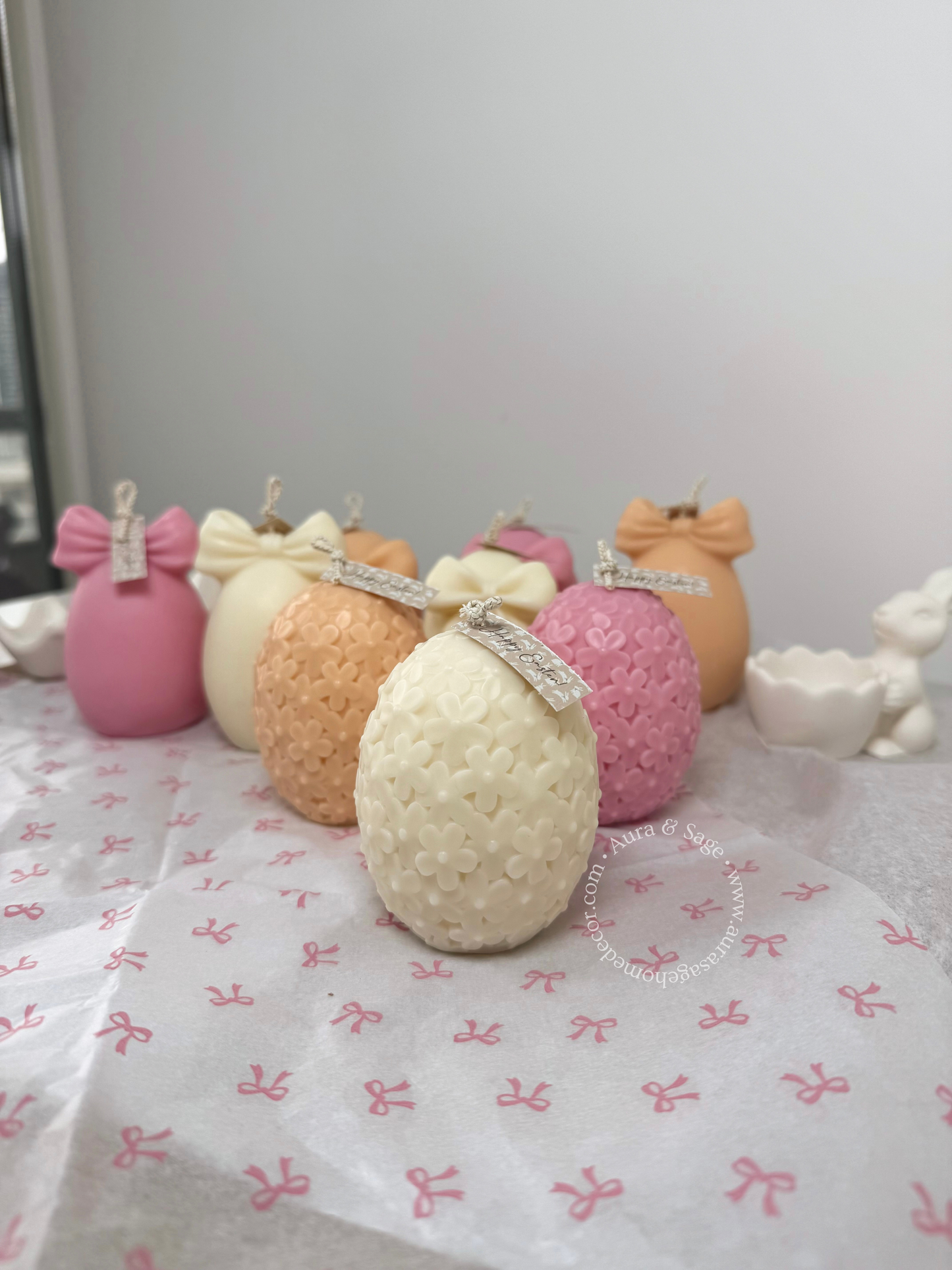 Floral Whisper Egg Soy Candle | Sculptural Easter Candle | Spring Decor | Minimalist Pillar Candle