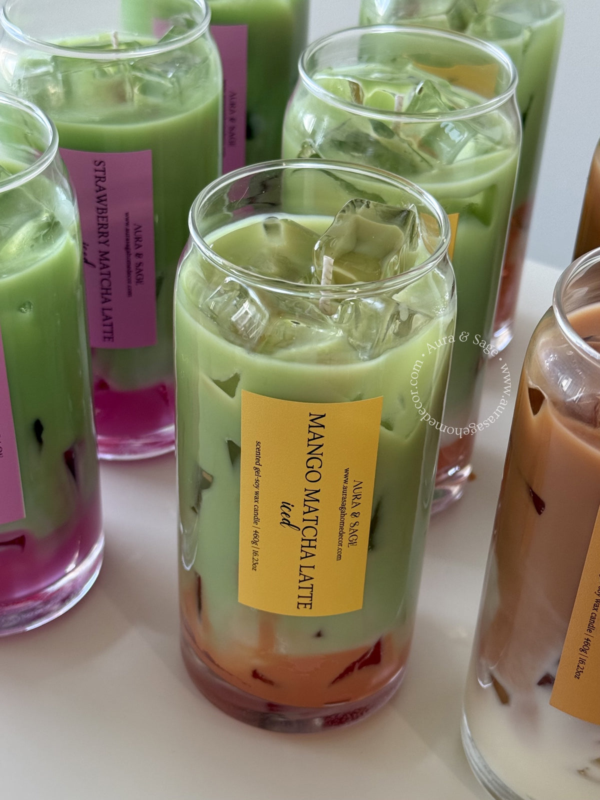 Iced Mango Matcha Candle – Realistic Soy Gel Drink Candle