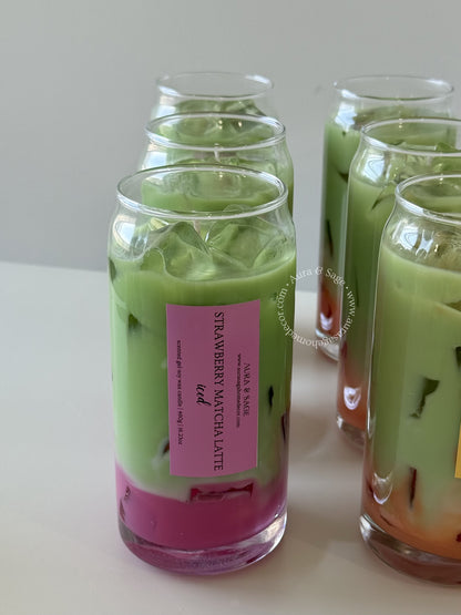 Iced Strawberry Matcha Candle – Realistic Soy Gel Drink Candle