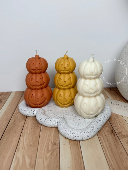 Three-tiered Halloween Pumpkins Column Soy Candle