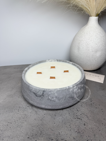 Lumo | Luxe 4-Wick Wooden Candle | Coconut-Apricot Wax Candle | Luxury Jesmonite Bowl Candle | Aesthetic Home Decor