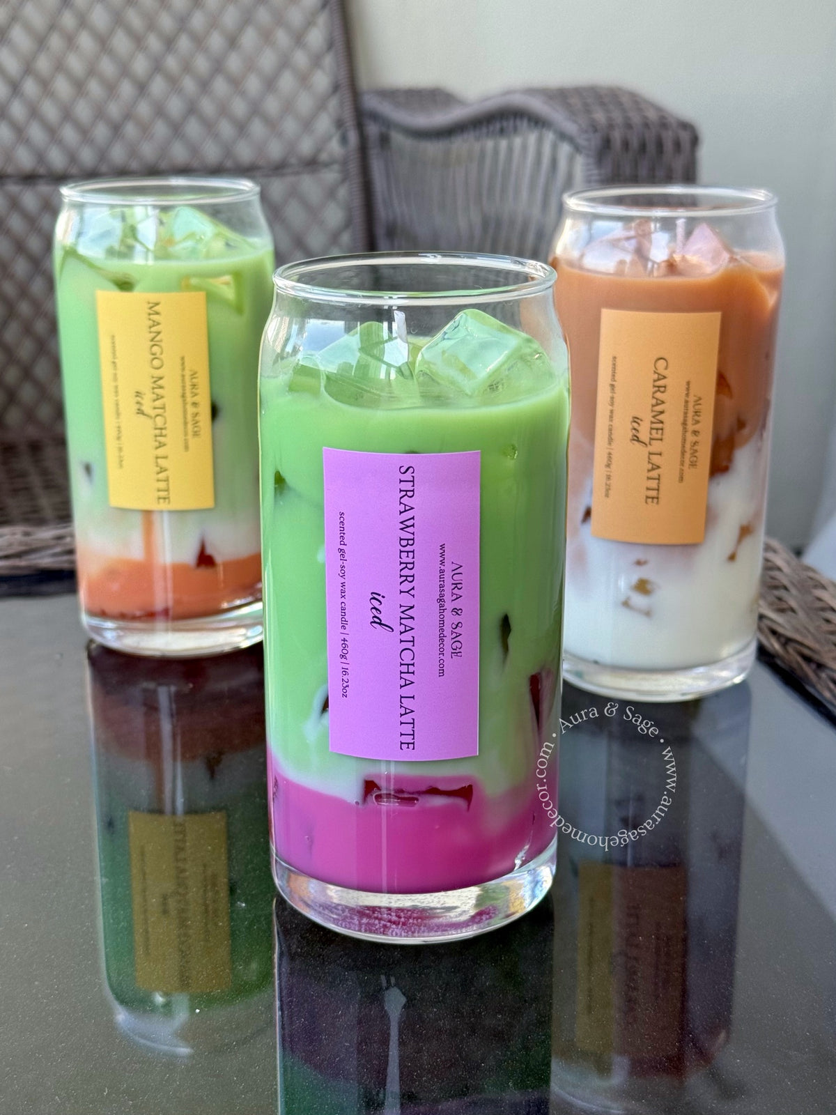 Iced Strawberry Matcha Candle – Realistic Soy Gel Drink Candle