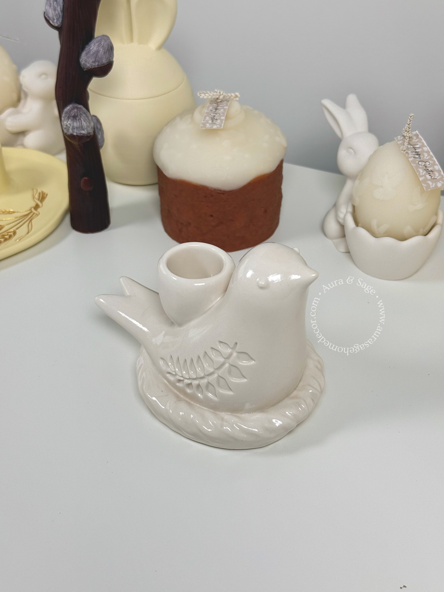 Serenity Bird Candle Holder | Jesmonite Taper Holder | Easter Decor | Spring Table Decor | Minimalist Home Accent