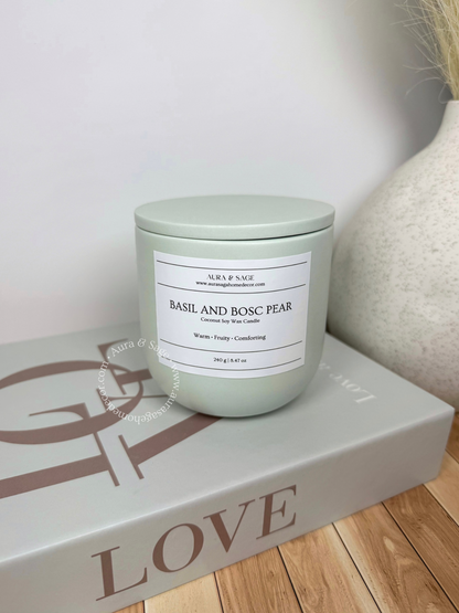 Basil & Bosc Pear Scented Candle | Autumn Reverie Collection