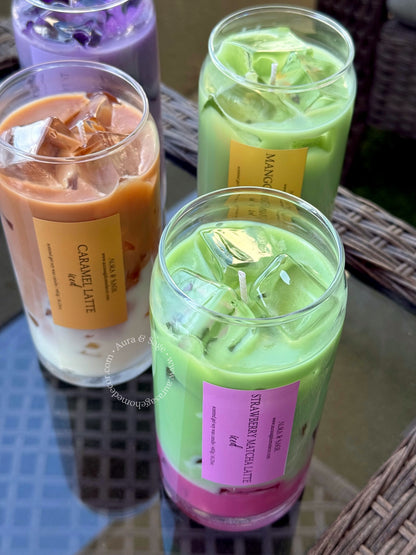 Iced Strawberry Matcha Candle – Realistic Soy Gel Drink Candle