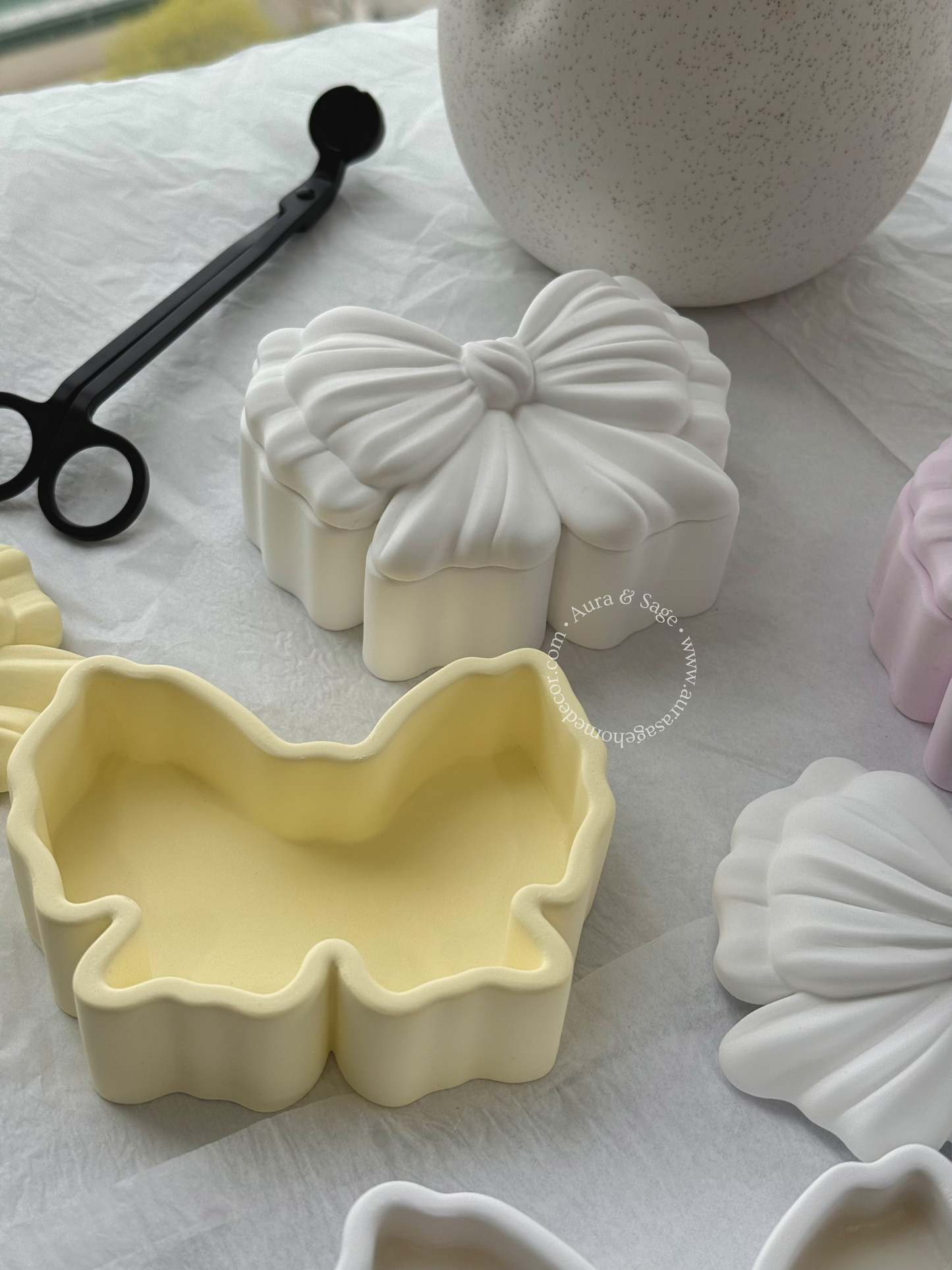 Velour Bow Storage Box | Jewelry & Trinket | Coquette Decor | Vanity Organizer | Minimalist Home Decor
