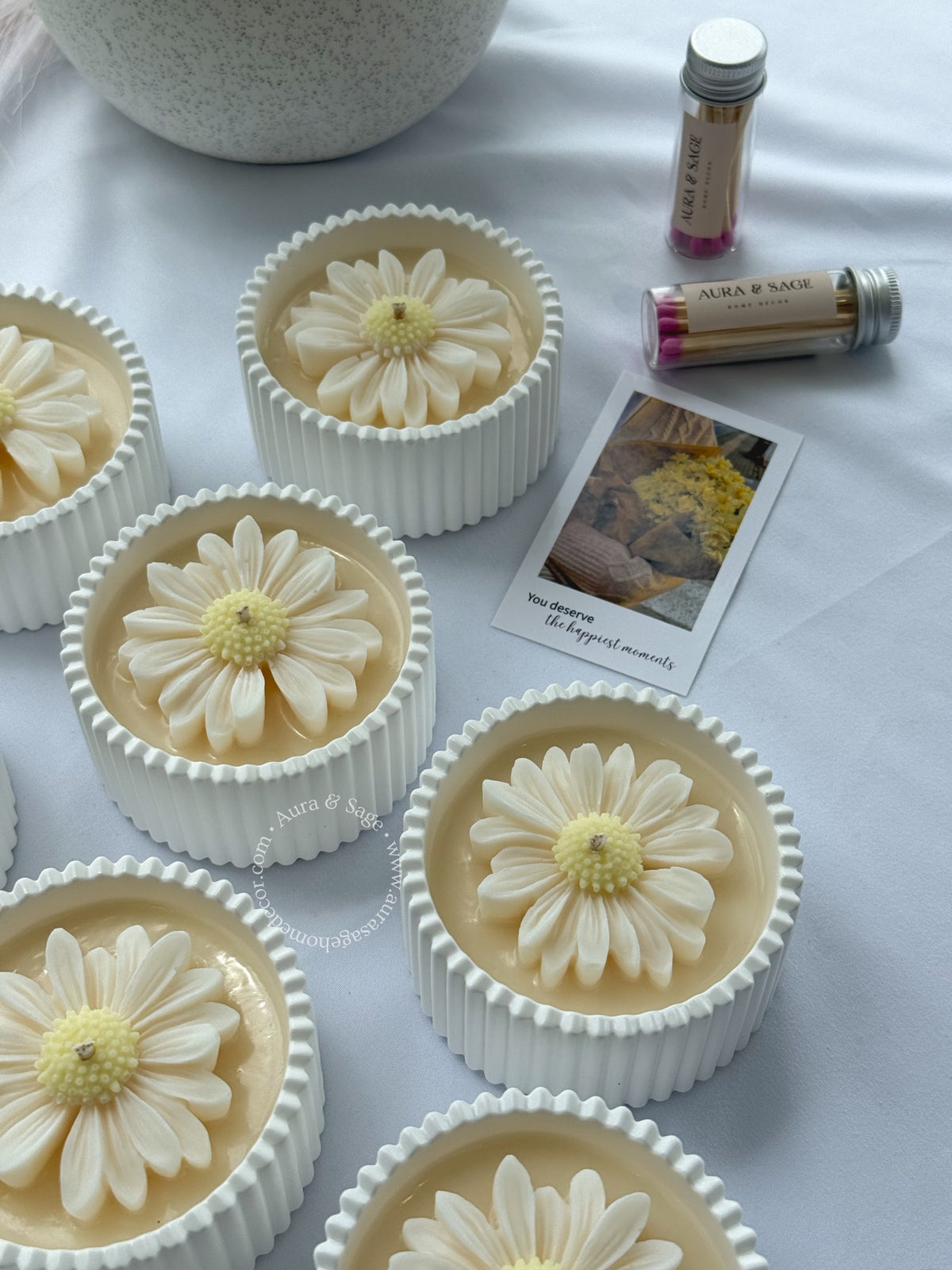 Daisy Flower Candle – Scented Soy Wax Floral Container Candle