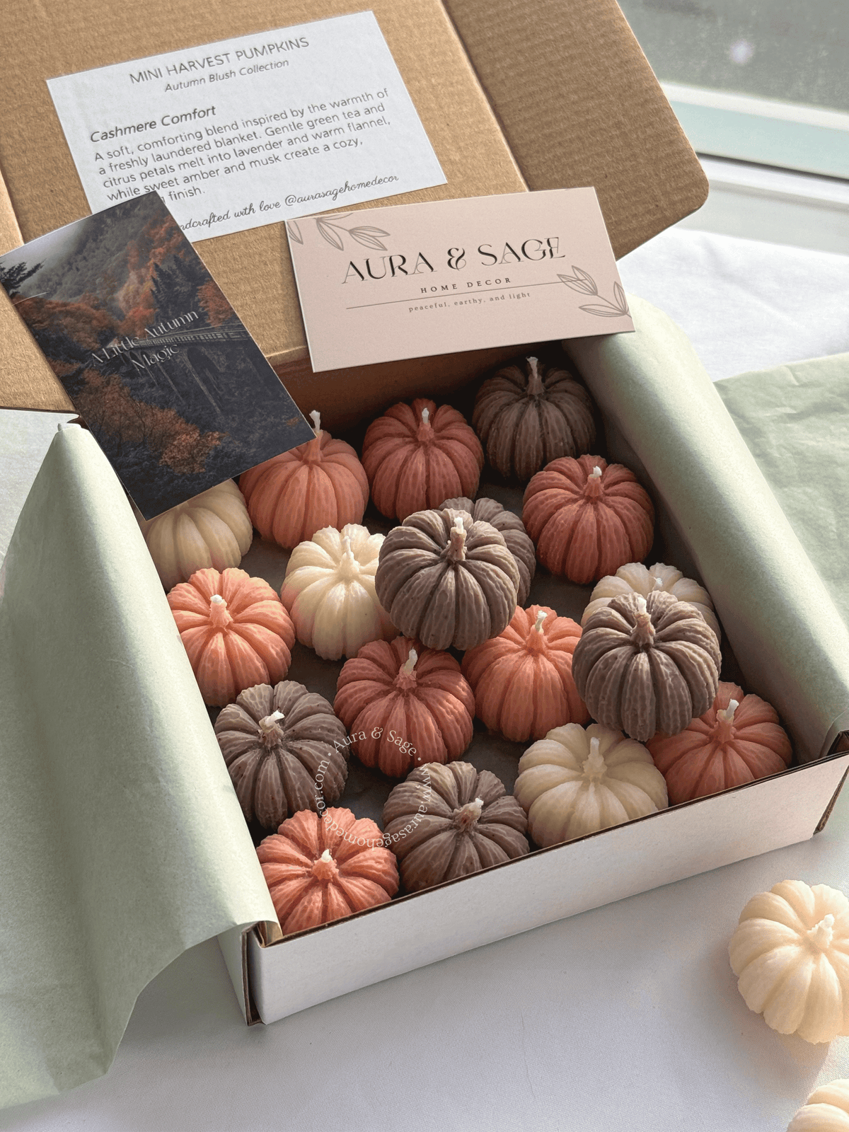 Mini Harvest Pumpkins - Candles Set of 16, Thanksgiving Favors, Fall Table Decor, Autumn Gifts