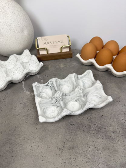 6-Piece Egg Holder Tray | Jesmonite Egg Tray | Easter Decor | Spring Table Decor | Minimalist Kitchen Organizer
