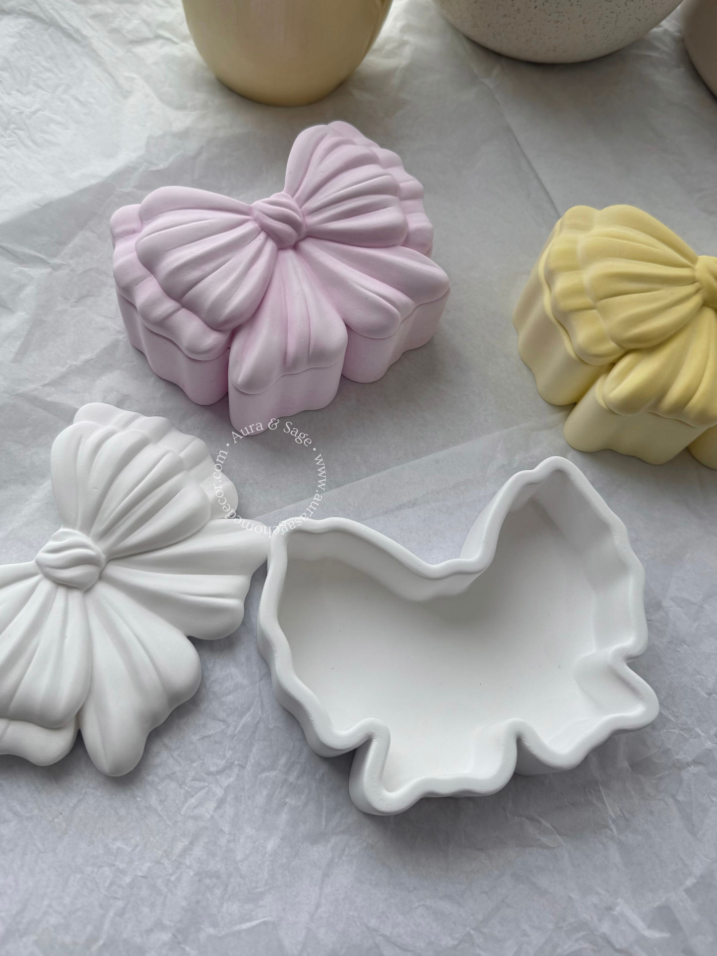 Velour Bow Storage Box | Jewelry & Trinket | Coquette Decor | Vanity Organizer | Minimalist Home Decor