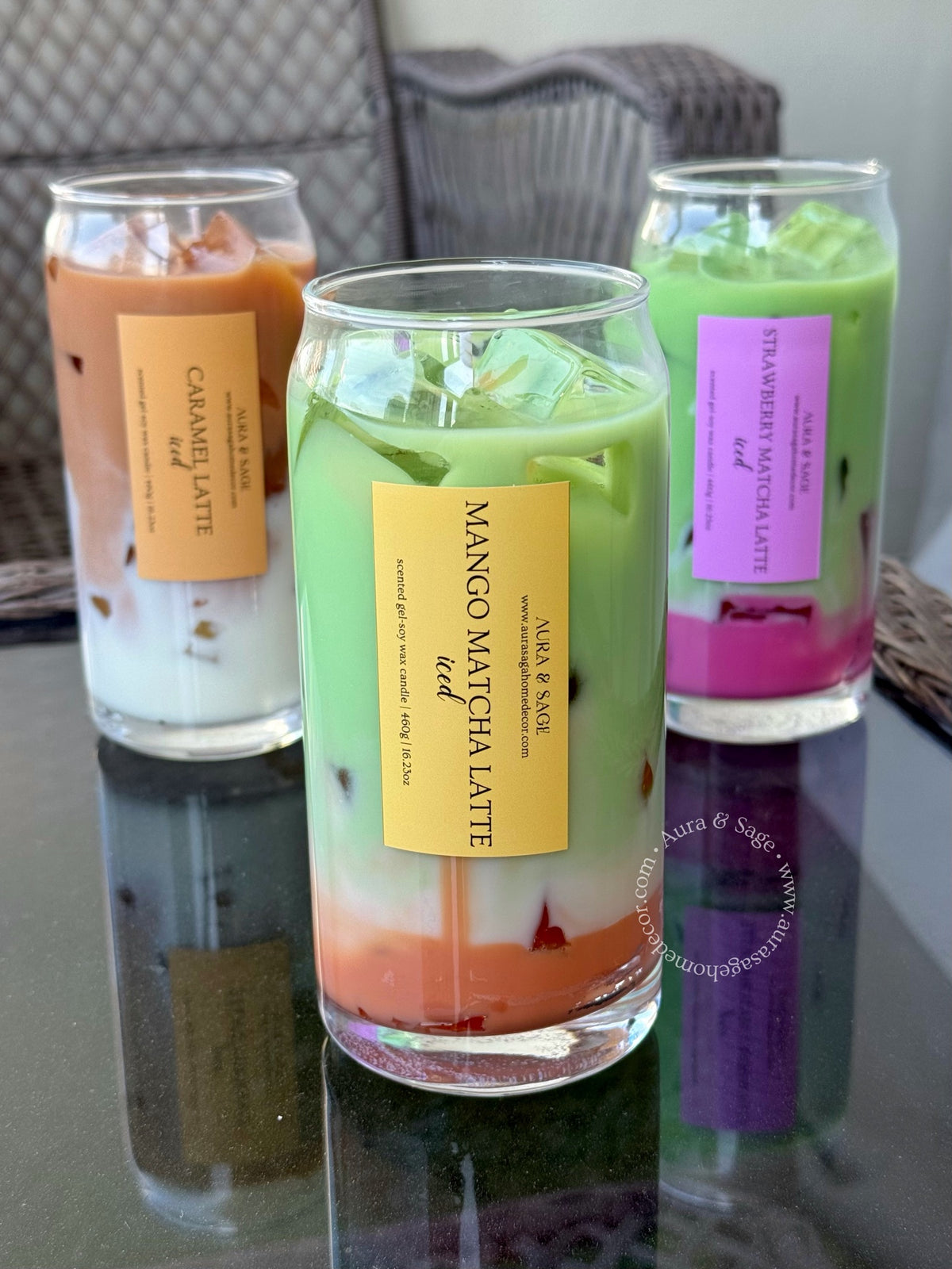 Iced Mango Matcha Candle – Realistic Soy Gel Drink Candle