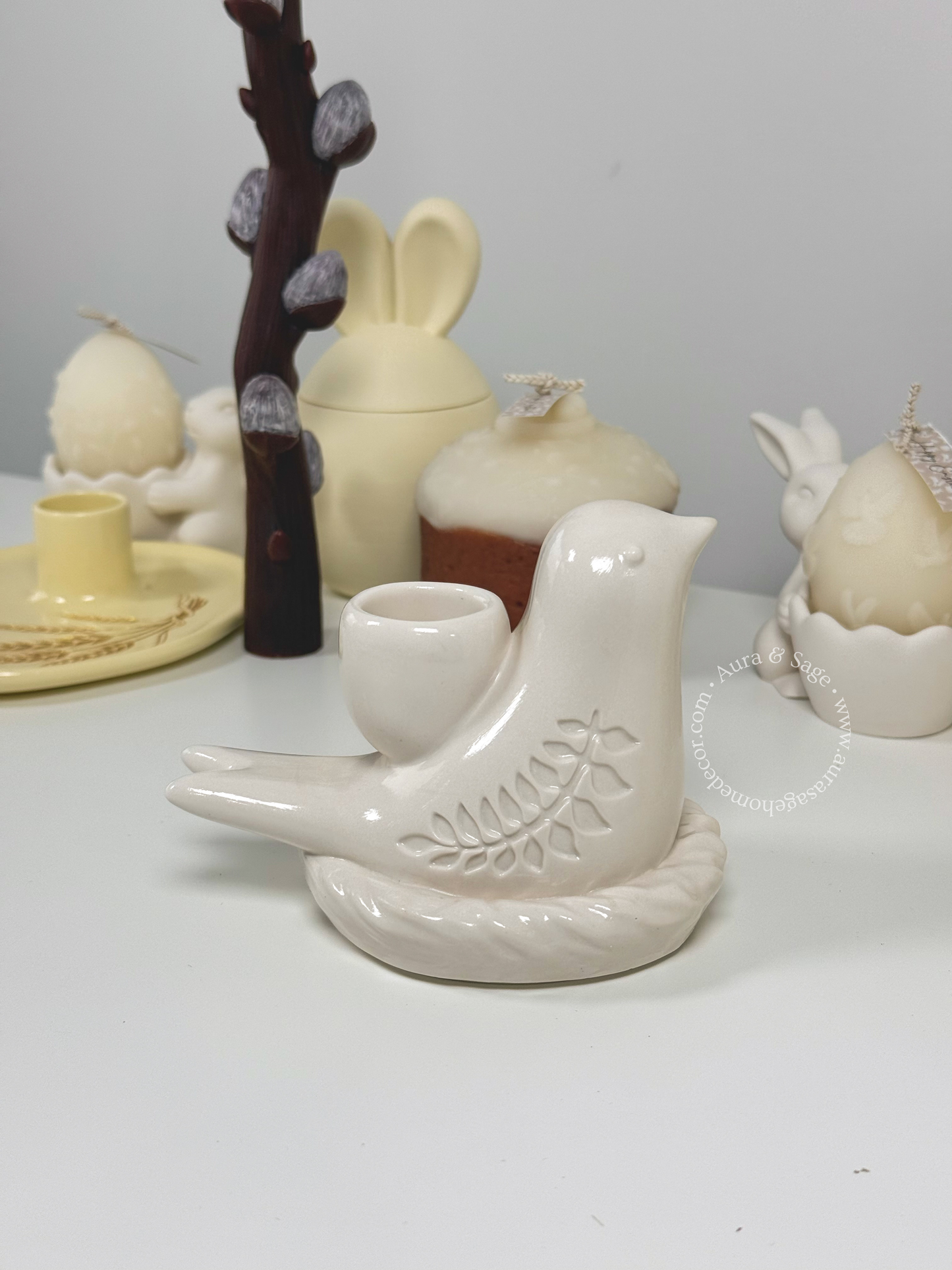Serenity Bird Candle Holder | Jesmonite Taper Holder | Easter Decor | Spring Table Decor | Minimalist Home Accent