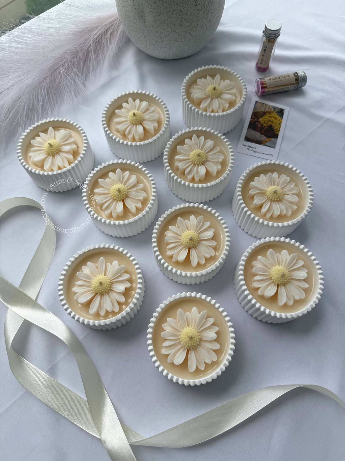Daisy Flower Candle – Scented Soy Wax Floral Container Candle
