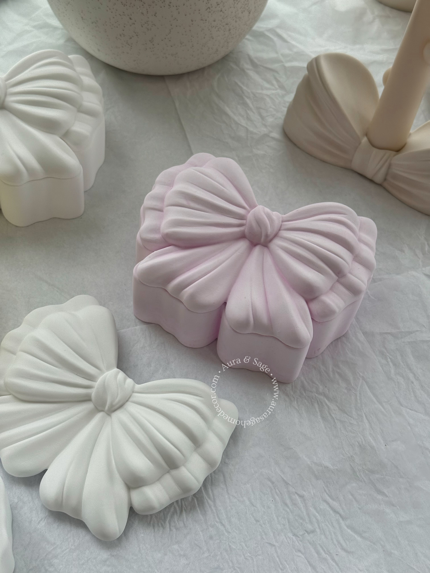 Velour Bow Storage Box | Jewelry & Trinket | Coquette Decor | Vanity Organizer | Minimalist Home Decor