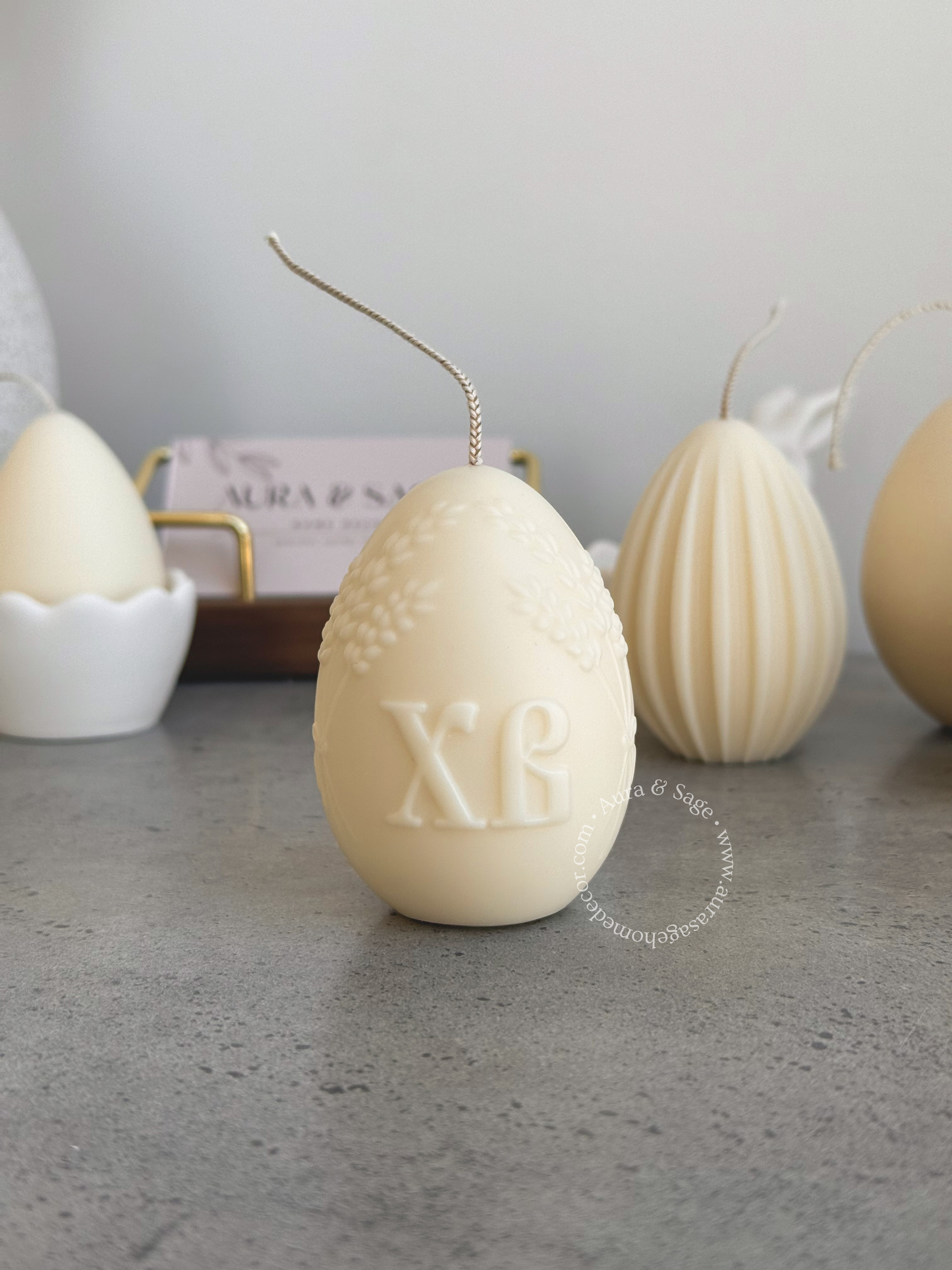 Easter Egg Beeswax Pillar Candle | Natural Honey Candle | Spring Decor | Minimalist Easter Candle