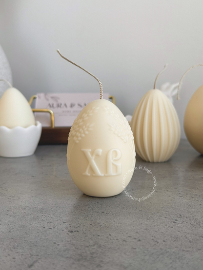 Easter Egg Beeswax Pillar Candle | Natural Honey Candle | Spring Decor | Minimalist Easter Candle