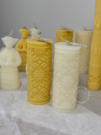 Sunflower Column Beeswax Candle | Floral Pillar Candle | Natural Honey Candle | Spring Decor