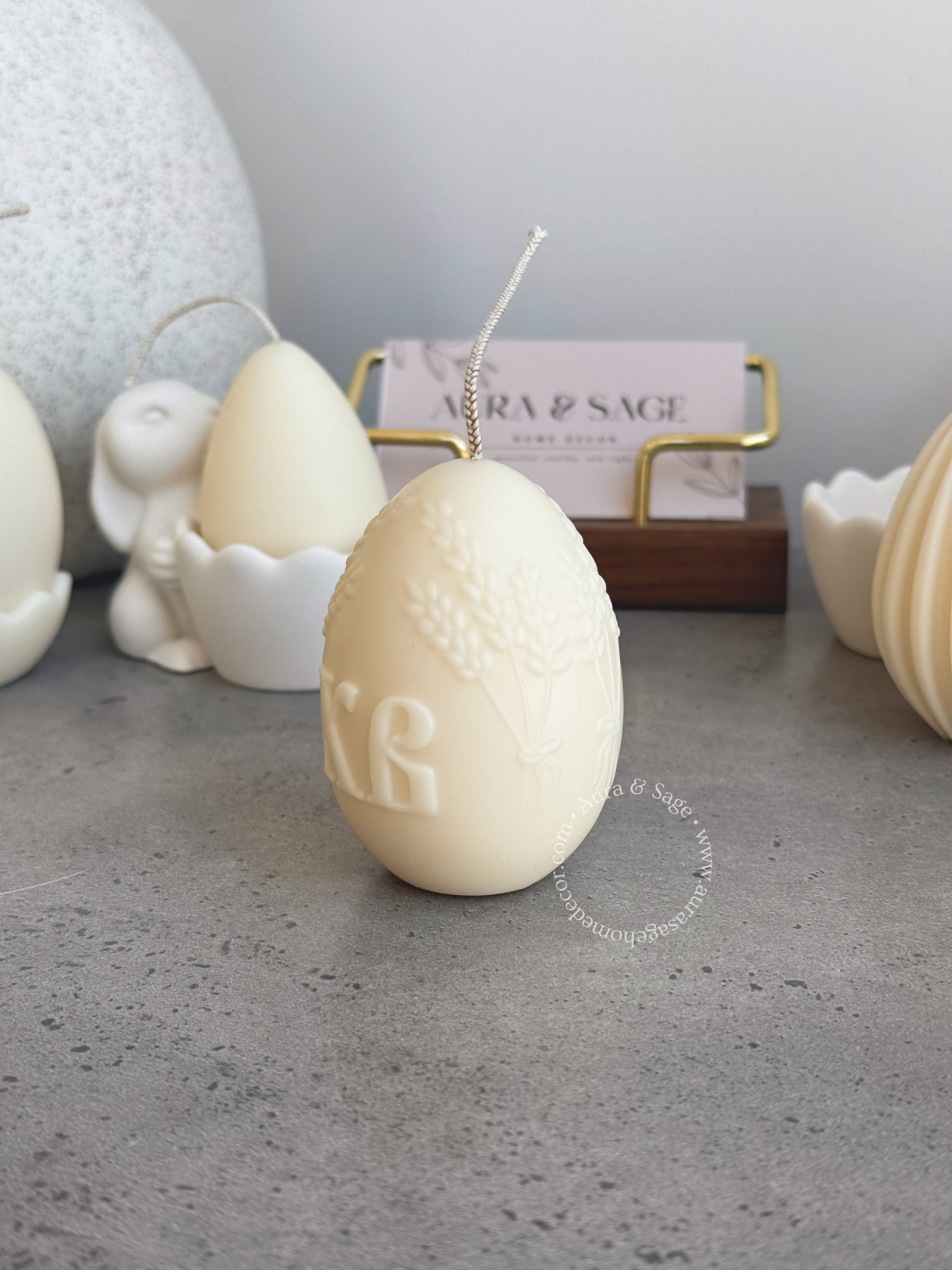 Easter Egg Beeswax Pillar Candle | Natural Honey Candle | Spring Decor | Minimalist Easter Candle