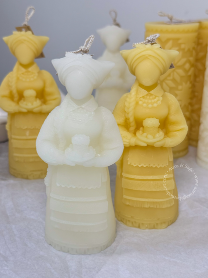 Motanka Guardian Beeswax Candle | Easter Decor | Symbolic Pillar Candle | Natural Honey Candle