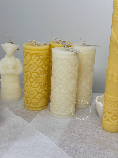 Sunflower Column Beeswax Candle | Floral Pillar Candle | Natural Honey Candle | Spring Decor