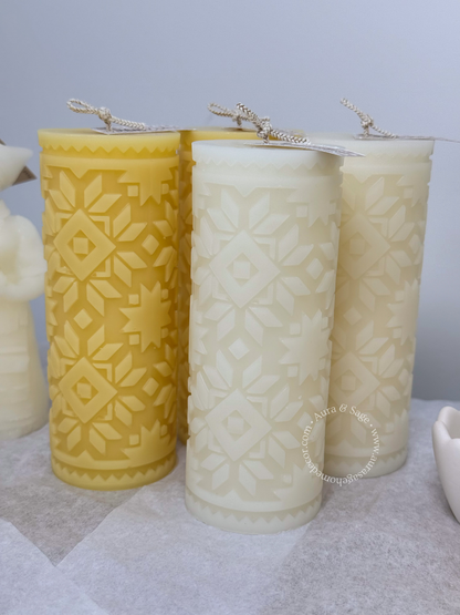 Sunflower Column Beeswax Candle | Floral Pillar Candle | Natural Honey Candle | Spring Decor