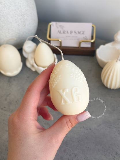 Easter Egg Beeswax Pillar Candle | Natural Honey Candle | Spring Decor | Minimalist Easter Candle