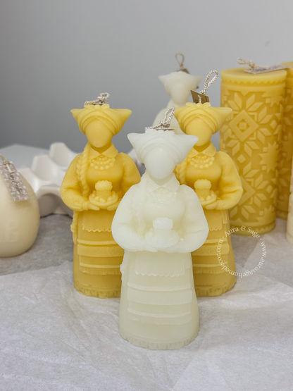Motanka Guardian Beeswax Candle | Easter Decor | Symbolic Pillar Candle | Natural Honey Candle