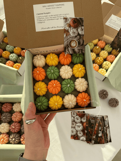 Mini Harvest Pumpkins - Candles Set of 16, Thanksgiving Favors, Fall Table Decor, Autumn Gifts