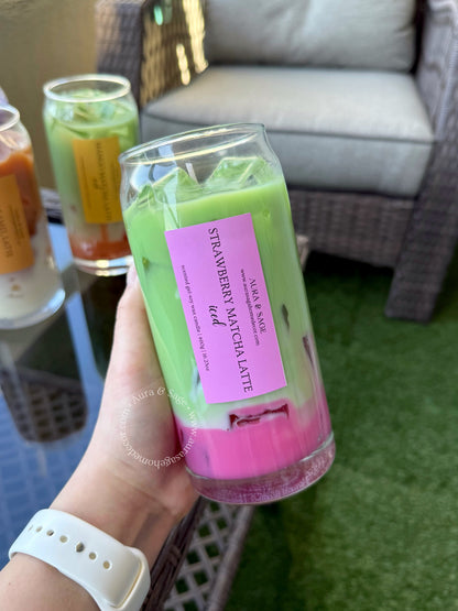 Iced Strawberry Matcha Candle – Realistic Soy Gel Drink Candle