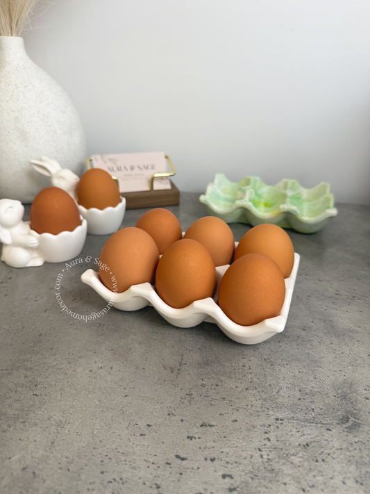6-Piece Egg Holder Tray | Jesmonite Egg Tray | Easter Decor | Spring Table Decor | Minimalist Kitchen Organizer