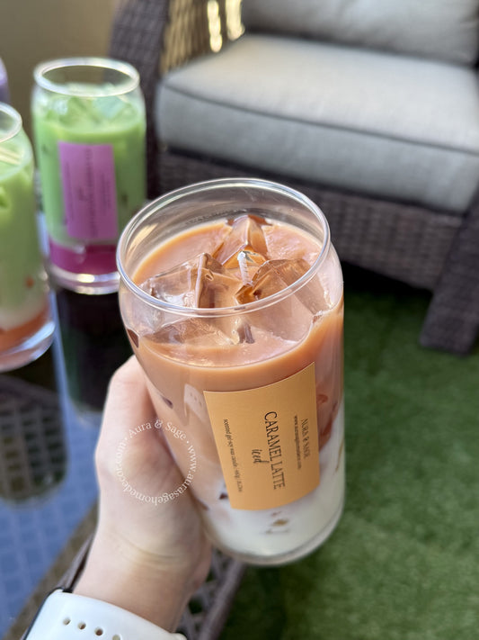 Iced Caramel Latte Candle – Realistic Soy Gel Coffee Drink Candle